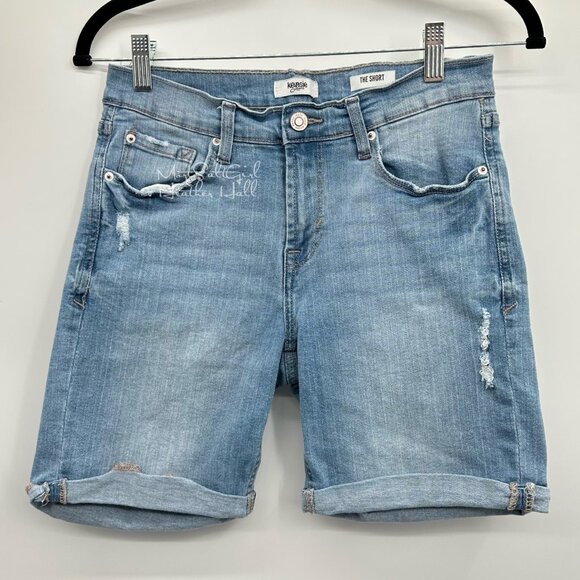 Kensie Mid-Rise Light Wash Distressed The Short Shorts Size 4 / 27 - Picture 1 of 3